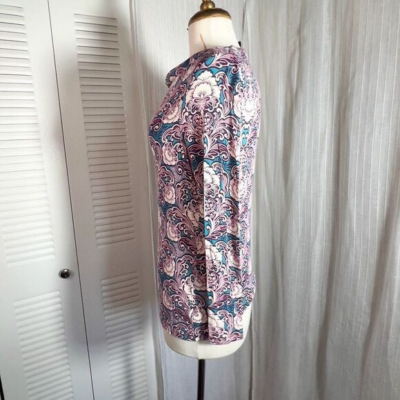 Talbots | Women’s | Blouses | Size PS | Victorian Abstract Stretchy 3/4 Sleeve - Picture 3 of 5